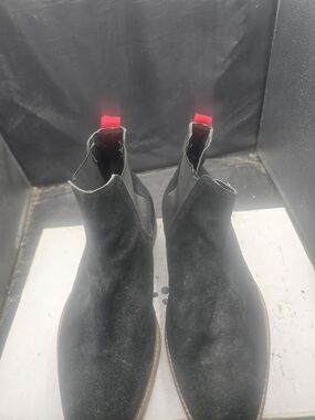 ASOS Black Suede Chukka Boots with Red Pull Tabs